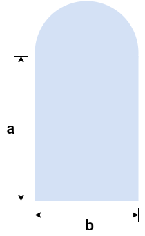 What is the area of the shape below? Given: a = 12.7 and b = 11.5. Use ...