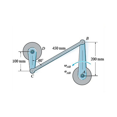 Member AB has the angular velocity \omega_{AB} = 3 rad/s and angular ...