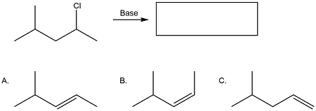 Determine which of the drawings represents the elimination products ...