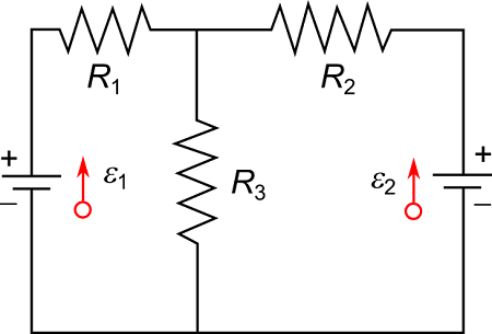 The batteries E1 = 3.95 V, E2 = 1.12 V, and resistors R1 = 6.29 ohms ...