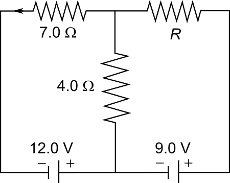 Resistor Loop In the circuit shown in the figure below, the current through the 7.0 ...