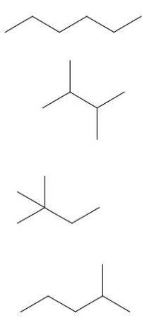 Which of the following alkanes gives a significant fragment peak at m/z ...