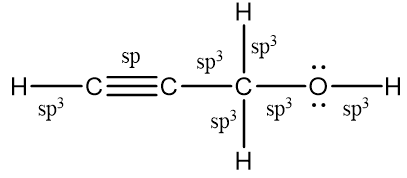 Draw the hybrid orbitals that overlap to form each bond HCCCH_2OH ...