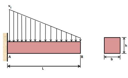 A cantilever wood beam with a span of L = 4.0 ''m'' supports a linearly ...
