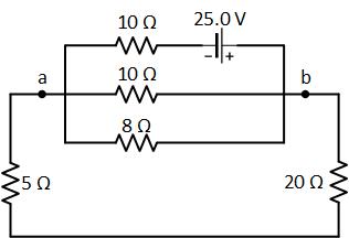 Find the current delivered by the 25 V source. | Homework.Study.com