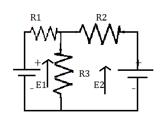 In the figure below, E1 = 1.00 V, E2 = 3.00 V, R1 = 3.00 ohm, R2 = 3.00 ...