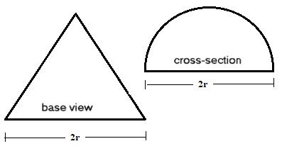 The base of a certain solid is an equilateral triangle with an altitude ...