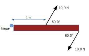 The drawing shows the top view of a door that is 2m wide. Two forces ...