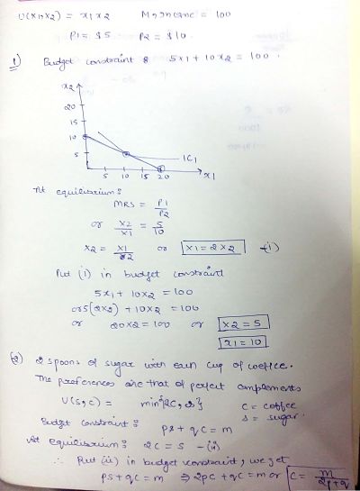 1. A consumer has monthly income of $100. His utility function is given ...