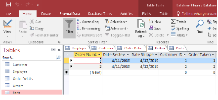 Consider a MAIL_ORDER database in which employees take orders for parts ...