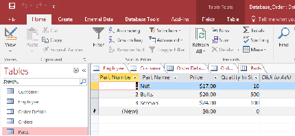 Consider a MAIL_ORDER database in which employees take orders for parts ...