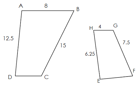 Given ABCD approx EFGH, calculate the length of EF. a. 7 b. 4 c. 9 d. 2 ...