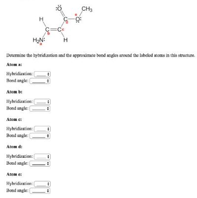 Determine the hybridization and the approximate bond angles around ALL ...