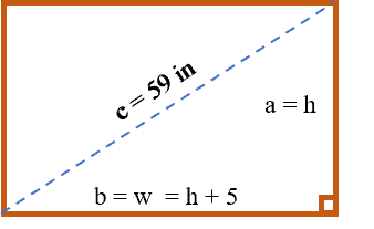 A rectangle is drawn so the width is 5 inches longer than the height ...