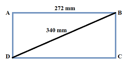 A) The diagonal of a rectangle is 340 mm, while the longer side is 272 ...