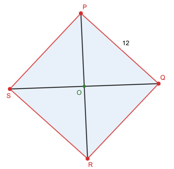 Suppose that PQRS is a rhombus, with PQ=12 and a 60-degree angle at Q ...