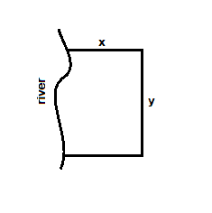 A rectangle plot of farmland will be bounded on one side by a river and ...