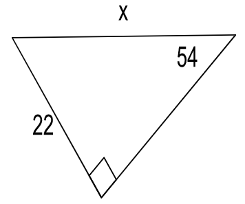 Solve for x given length 22 and angle 54. Round your answer to the ...