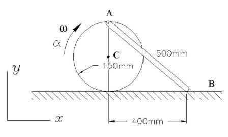 The disk rolls without slipping such that it has an angular ...